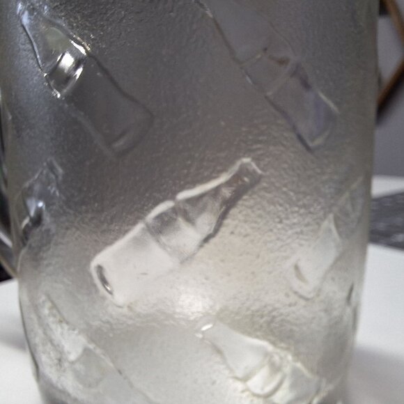 Coca Cola Glass Mug Frosted Embossed Bottles Coffee Tea Vintage USA Made Thick - Picture 4 of 7